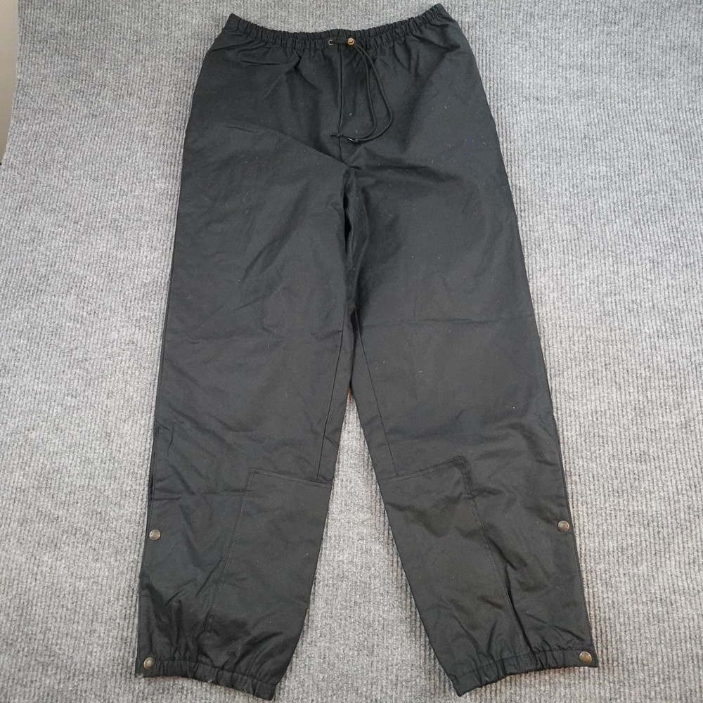 Filson Foul Weather Rain Pants Mens Large Black Waxed Cotton Lined Elastic Waist